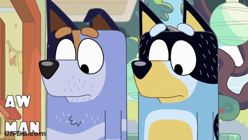 Two Cartoon Dogs Saying Aw Man GIF