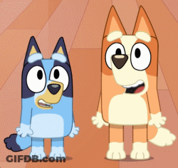 Two Cartoon Dogs Are Standing Next To Each Other GIF