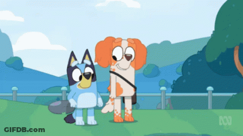 Two Cartoon Dogs In Field With ABC Logo GIF