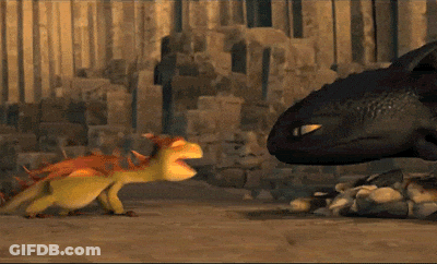 Two Cartoon Dragons Are Standing Next To Each Other In The Desert GIF