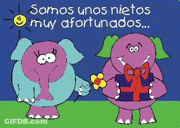Two Cartoon Elephants Somos Unos Nietos Muy Afortunados GIF