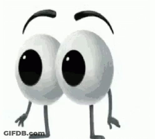 Two Cartoon Eyes With Arms And Legs Are Standing Next To Each Other . GIF