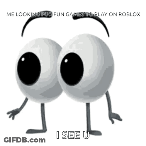 Two Cartoon Eyes With Arms And Legs Are Standing Next To Each Other With A Caption That Says I See U . GIF