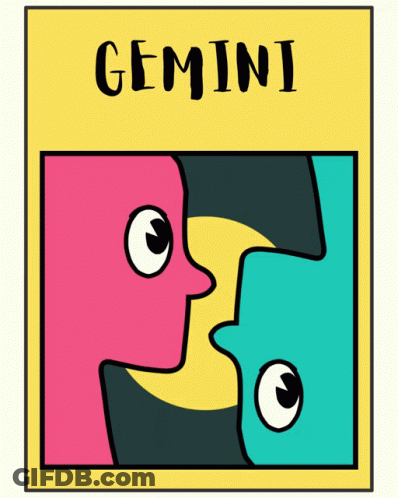 Two Cartoon Faces With Gemini GIF