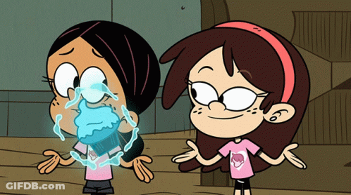 Two Cartoon Girls Are Standing Next To Each Other GIF