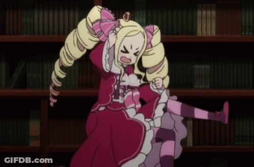 Two Cartoon Girls By Bookshelf In Library GIF