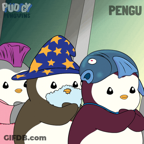 Two Cartoon Penguins Named Pengu GIF