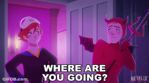 Two Cartoon People Standing Where Are You Going GIF