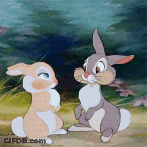 Two Cartoon Rabbits Sitting GIF