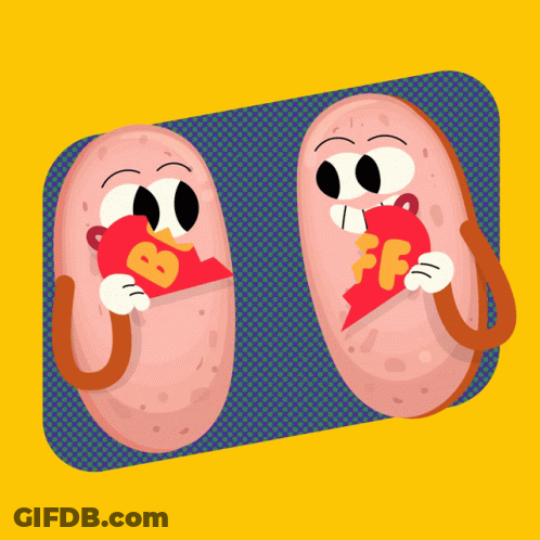 Two Cartoon Sausages Holding Broken Heart Beef GIF