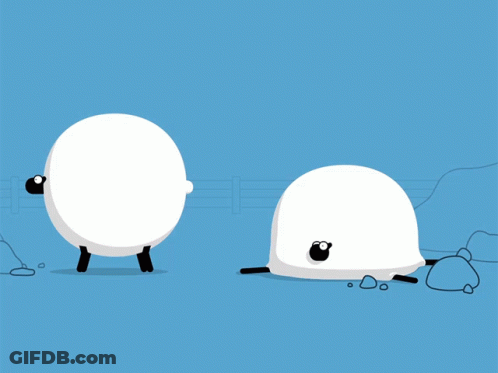 Two Cartoon Sheep Standing Together GIF