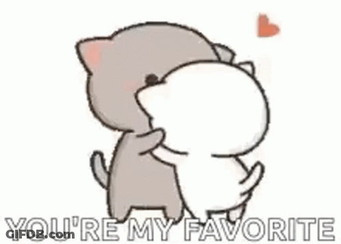 Two Cats Are Standing Next To Each Other And Talking To Each Other And Saying `` You 'Re My Favorite '' . GIF