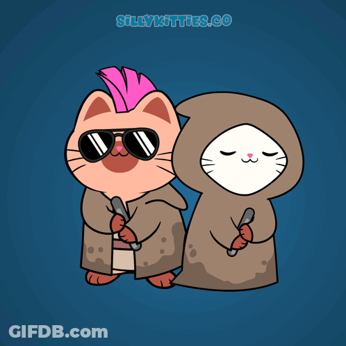 Two Cats Holding Lightsabers GIF