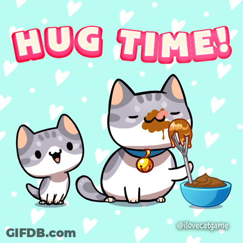 Two Cats Hug Time GIF