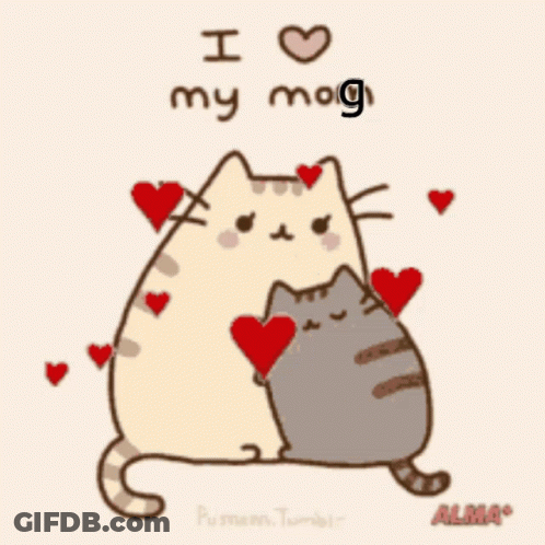 Two Cats Hugging I Love My Mag GIF