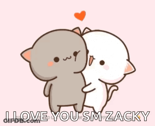 Two Cats Hugging On Pink Background With Heart GIF