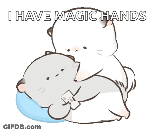 Two Cats Hugging Saying I Have Magic Hands GIF