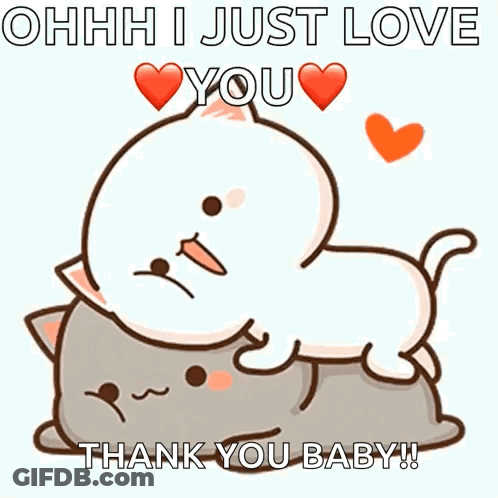 Two Cats Hugging Saying I Love You Thank You Baby GIF
