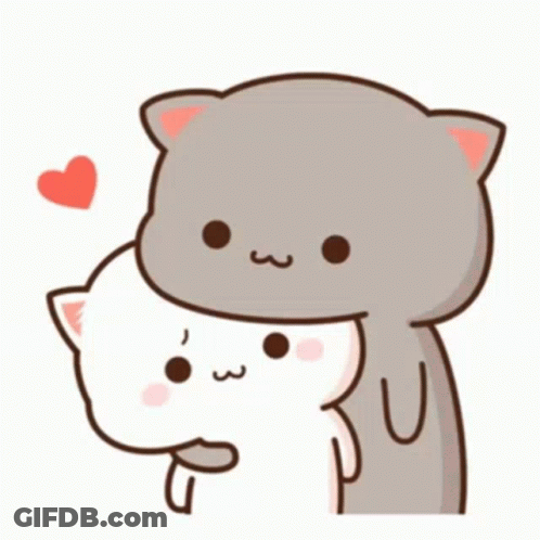 Two Cats Hugging With Heart GIF