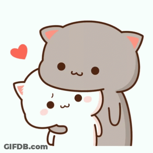 Two Cats Hugging With Heart GIF