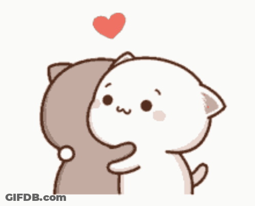 Two Cats Hugging With Heart GIF