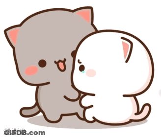 Two Cats Hugging With Heart GIF