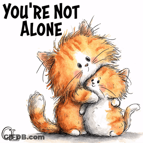 Two Cats Hugging You're Not Alone GIF