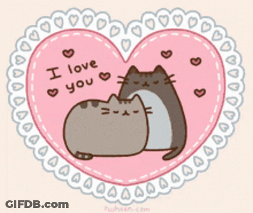 Two Cats In Heart Saying I Love You GIF