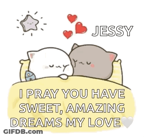 Two Cats Laying In Bed With Dream Message GIF