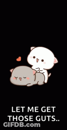Two Cats Laying Let Me Get Those Guts GIF