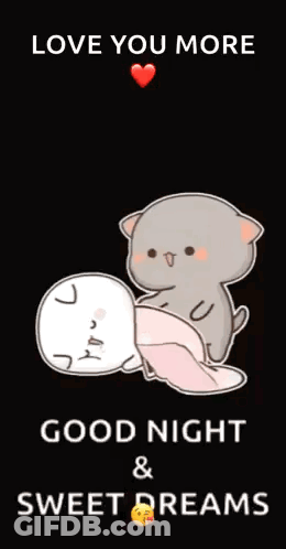 Two Cats Laying On Each Other Love You More Good Night Sweet Dreams GIF