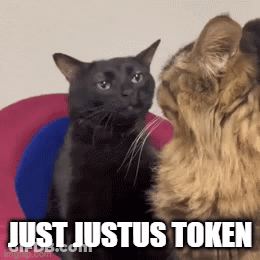 Two Cats Looking At Each Other Saying Just Justus Token GIF