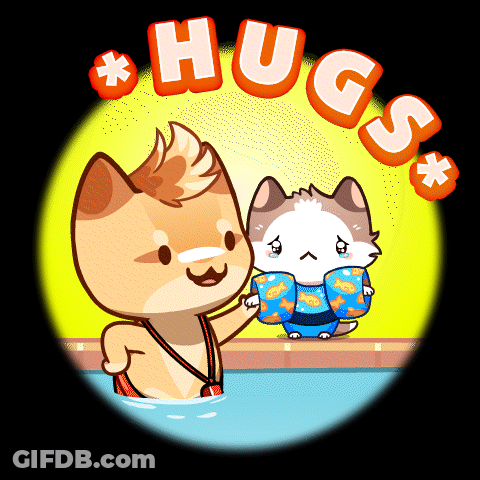 Two Cats Lying On Each Other On Blanket GIF