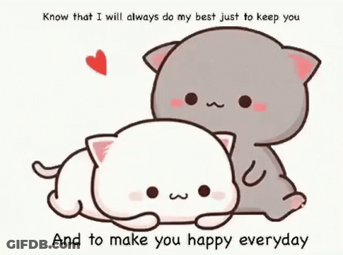 Two Cats Lying Together With Heart GIF