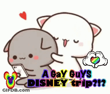 Two Cats Making Heart Gay Guys Disney Trip GIF