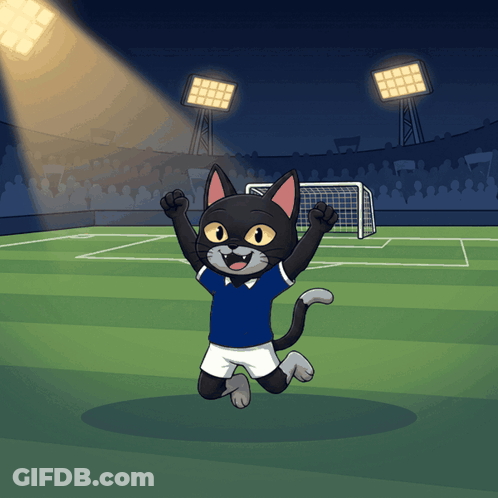 Two Cats Playing Soccer GIF