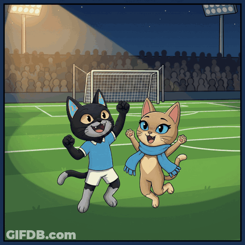 Two Cats Playing Soccer GIF