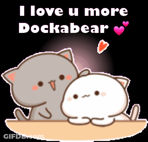 Two Cats Sitting I Love U More Dockabear GIF