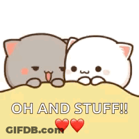 Two Cats Sitting On Sand Saying Oh And Stuff GIF