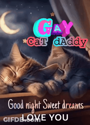 Two Cats Sleeping On A Window Sill With The Words " Good Night Sweet Dreams Love You " Below Them GIF