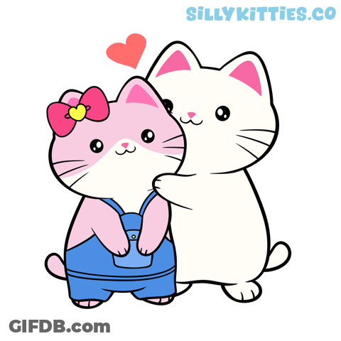 Two Cats Standing Together With Sillykitties.co GIF