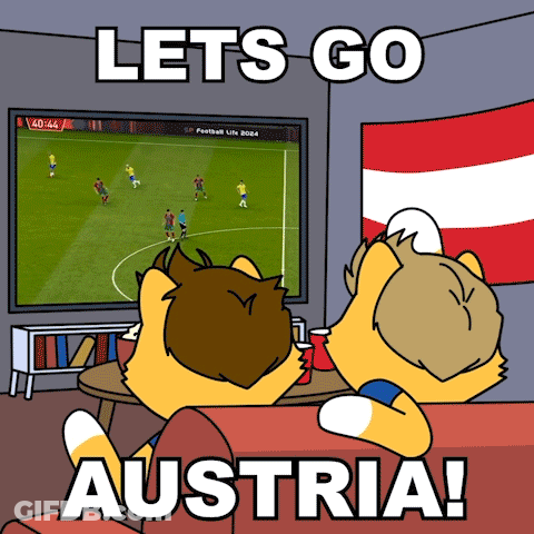 Two Cats Watching Soccer Game Lets Go Austria GIF