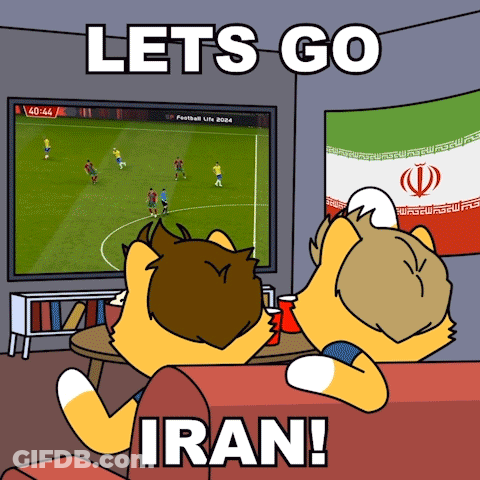 Two Cats Watching Soccer Game Saying Let's Go Iran GIF