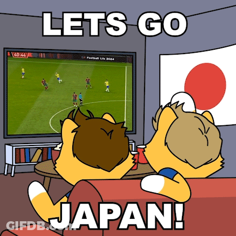 Two Cats Watching Soccer Lets Go Japan GIF