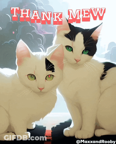 Two Cats With Green Eyes Thank Mew GIF