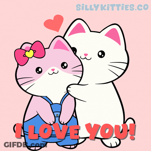 Two Cats With I Love You GIF