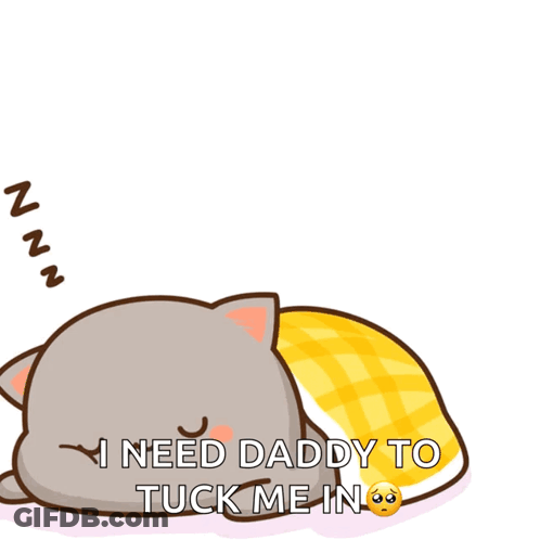 Two Cats With I Need Daddy Tuck Me In GIF