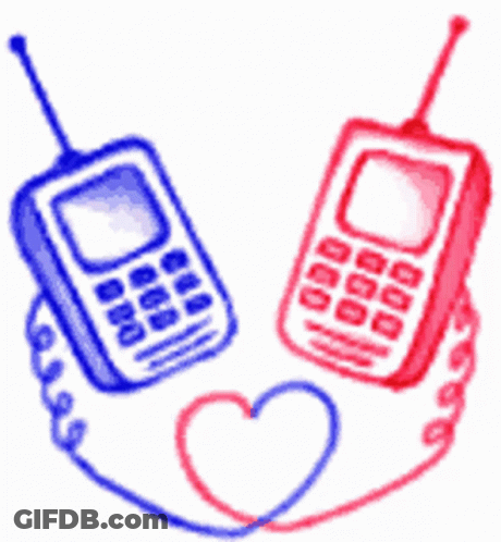 Two Cell Phones With Hearts GIF