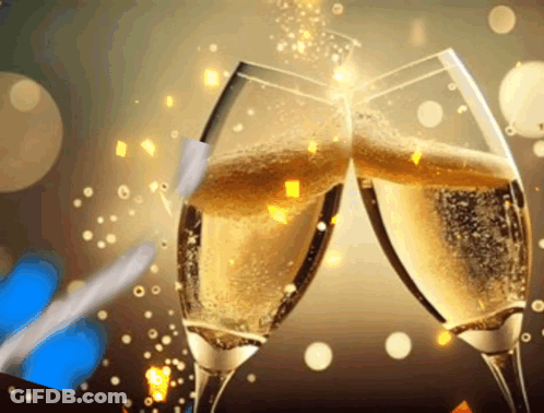 Two Champagne Glasses Toasting GIF