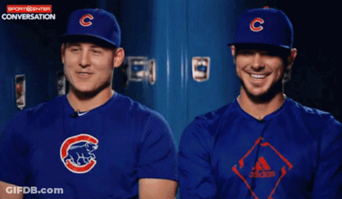 Two Chicago Cubs Baseball Players Smiling GIF